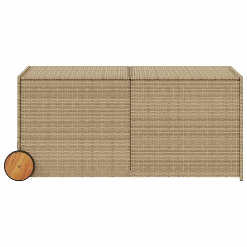 Opbevaringsboks med hjul 283 l polyrattan beige
