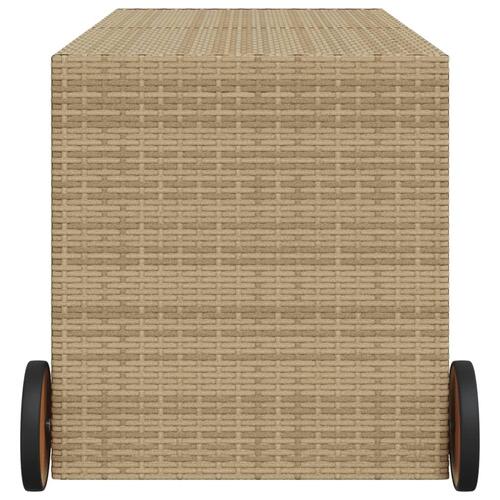 Opbevaringsboks med hjul 283 l polyrattan beige