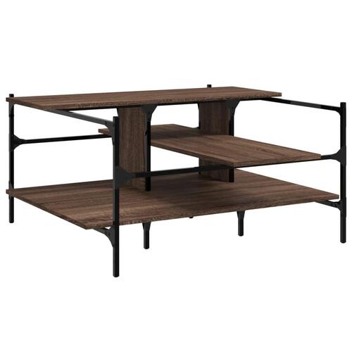 Sofabord 100x100x48,5 cm konstrueret træ brun egetræsfarve