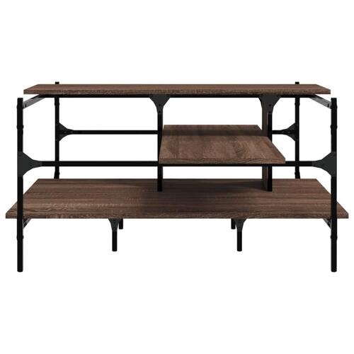 Sofabord 100x100x48,5 cm konstrueret træ brun egetræsfarve