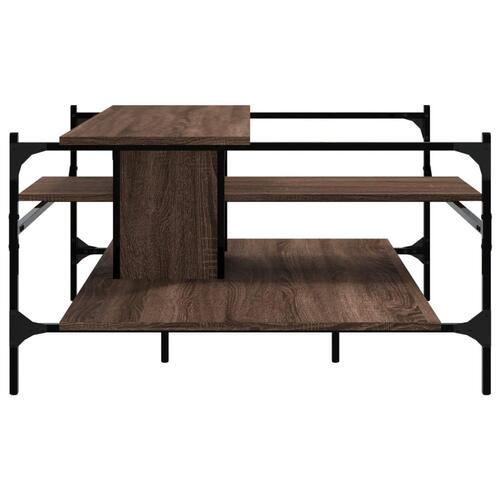 Sofabord 100x100x48,5 cm konstrueret træ brun egetræsfarve