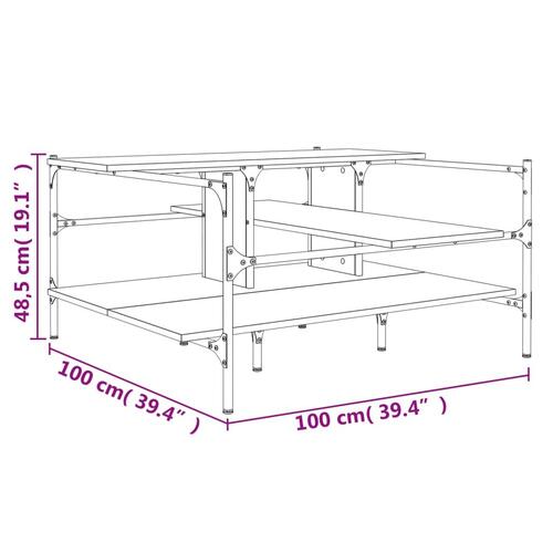 Sofabord 100x100x48,5 cm konstrueret træ brun egetræsfarve