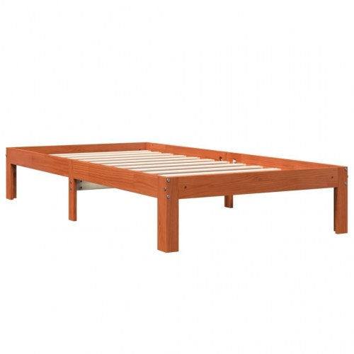 Sengeramme uden madras 90x200 cm massivt fyrretræ gyldenbrun
