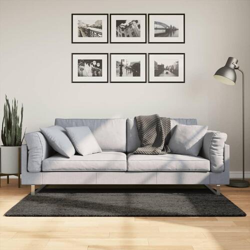 Gulvtæppe ISTAN 80x150 cm lang luv skinnende look antracitgrå
