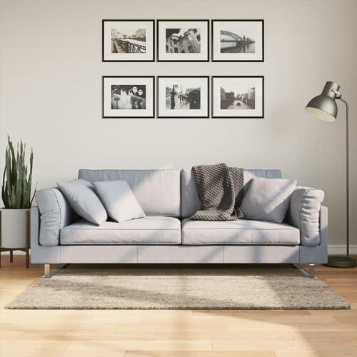 Gulvtæppe ISTAN 80x150 cm lang luv skinnende look beige