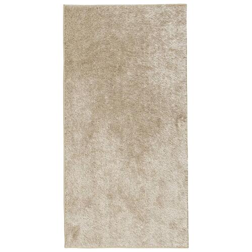 Gulvtæppe ISTAN 80x150 cm lang luv skinnende look beige