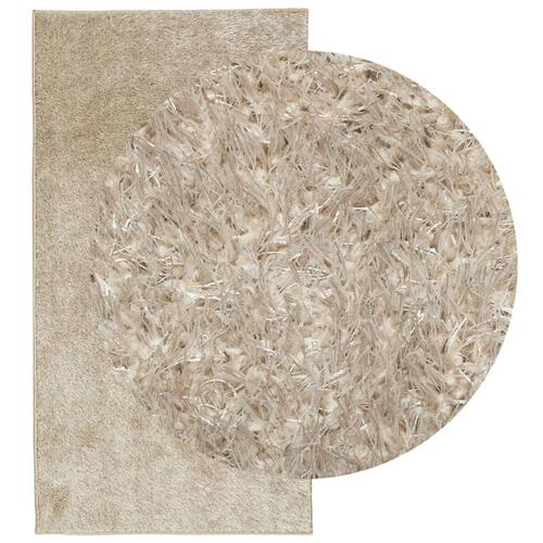 Gulvtæppe ISTAN 80x150 cm lang luv skinnende look beige