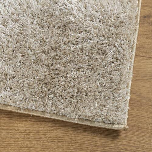 Gulvtæppe ISTAN 80x150 cm lang luv skinnende look beige