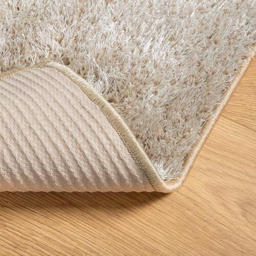 Gulvtæppe ISTAN 80x150 cm lang luv skinnende look beige