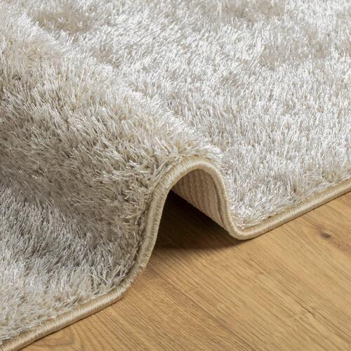 Gulvtæppe ISTAN 80x150 cm lang luv skinnende look beige