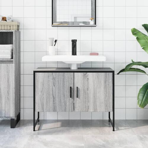 Underskab til håndvask 80x33x60 cm konstrueret træ grå sonoma