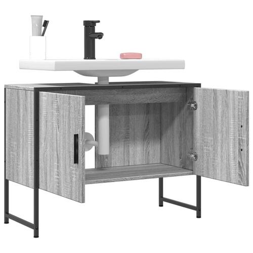 Underskab til håndvask 80x33x60 cm konstrueret træ grå sonoma