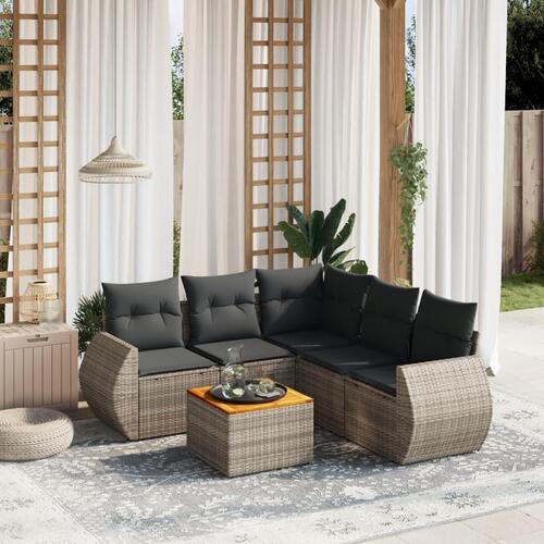 Sofasæt til haven 6 dele med hynder polyrattan grå