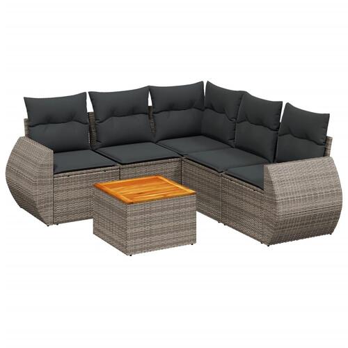 Sofasæt til haven 6 dele med hynder polyrattan grå