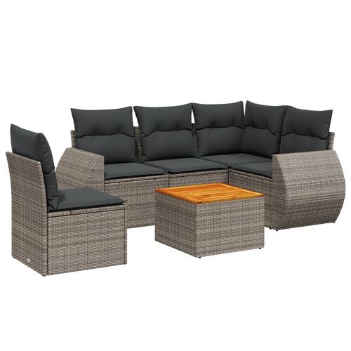 Sofasæt til haven 6 dele med hynder polyrattan grå