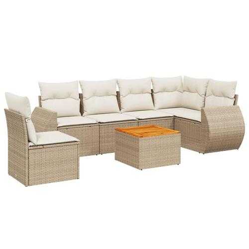 Sofasæt til haven 7 dele med hynder polyrattan beige