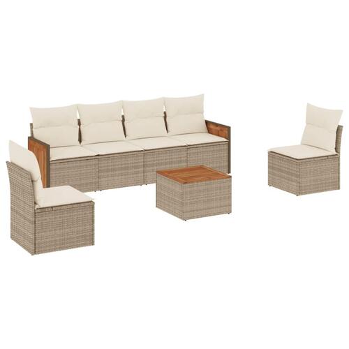 Sofasæt til haven 7 dele med hynder polyrattan beige