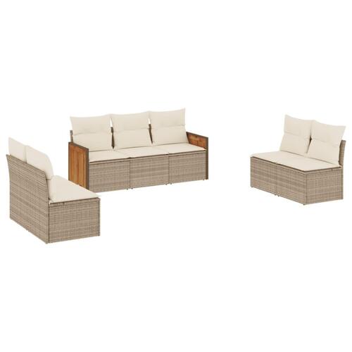 Sofasæt til haven 7 dele med hynder polyrattan beige
