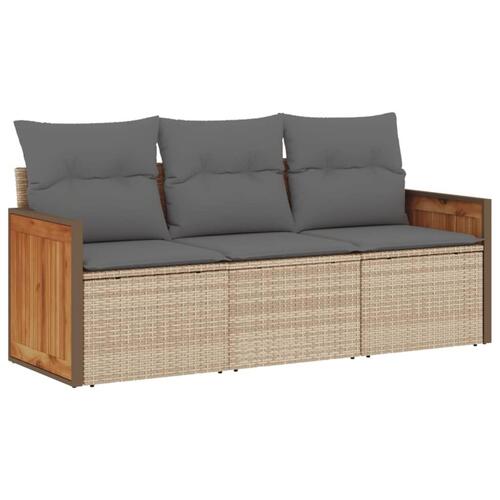 Sofasæt til haven 3 dele med hynder polyrattan beige