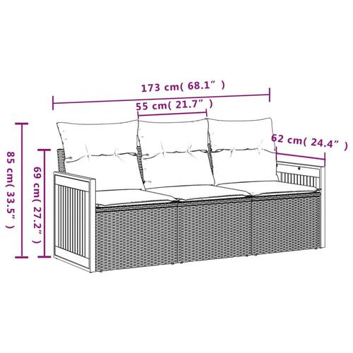 Sofasæt til haven 3 dele med hynder polyrattan beige