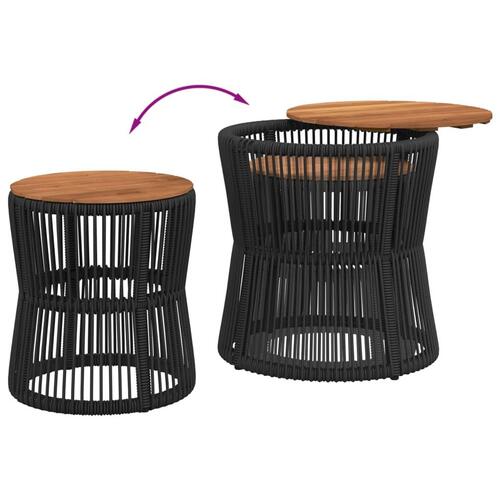 Haveborde 2 stk. med træplade polyrattan sort