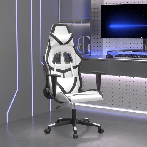 Gamingstol m. massagefunktion kunstlæder hvid og sort