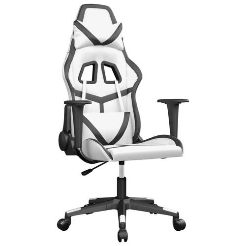 Gamingstol m. massagefunktion kunstlæder hvid og sort