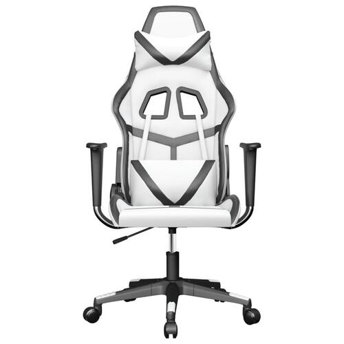 Gamingstol m. massagefunktion kunstlæder hvid og sort