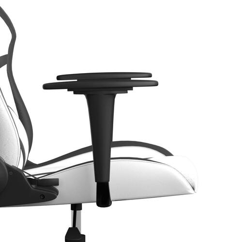Gamingstol m. massagefunktion kunstlæder hvid og sort