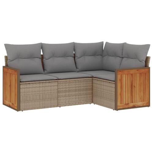 Sofasæt til haven 4 dele med hynder polyrattan beige