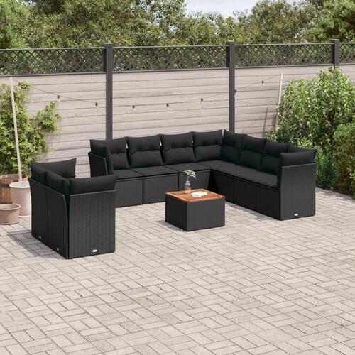 Sofasæt til haven 10 dele med hynder polyrattan sort