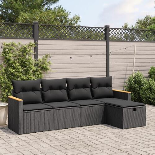 Sofasæt til haven 5 dele med hynder polyrattan sort