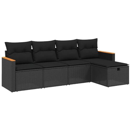 Sofasæt til haven 5 dele med hynder polyrattan sort