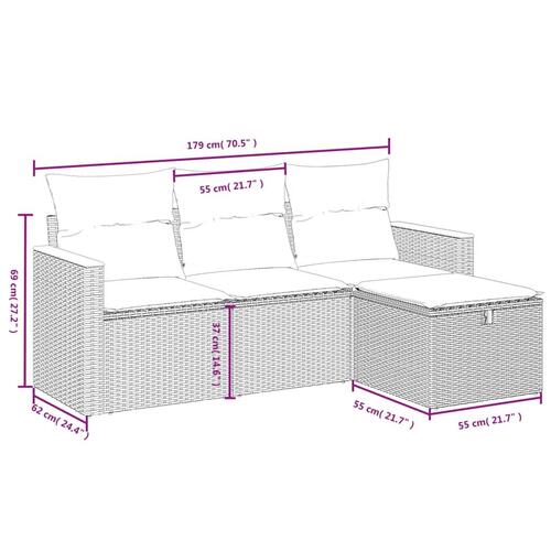 Sofasæt til haven 4 dele med hynder polyrattan grå