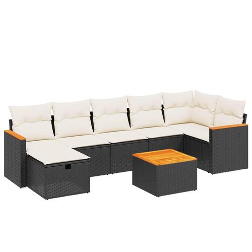 Sofasæt til haven 8 dele med hynder polyrattan sort