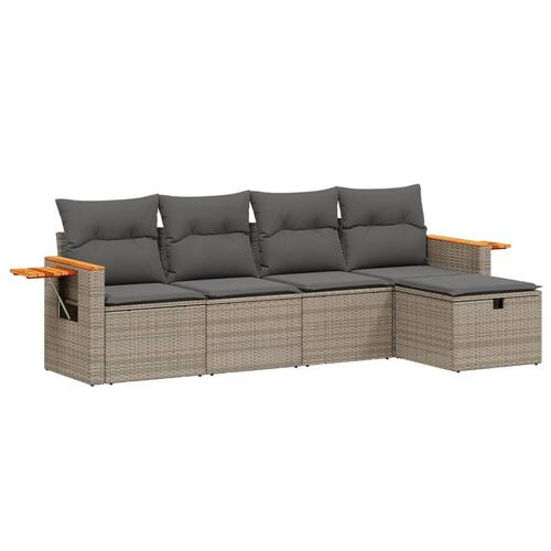 Sofasæt 5 dele med hynder polyrattan grå