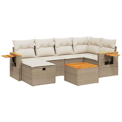 Sofasæt til haven 7 dele med hynder polyrattan beige