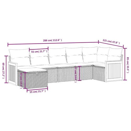 Sofasæt til haven 7 dele med hynder polyrattan sort