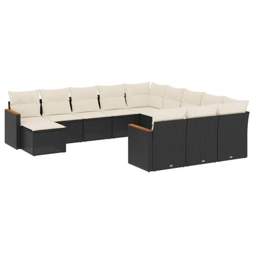 Sofasæt til haven 12 dele med hynder polyrattan sort