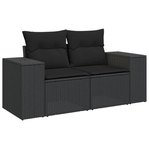 Sofasæt til haven 7 dele med hynder polyrattan sort