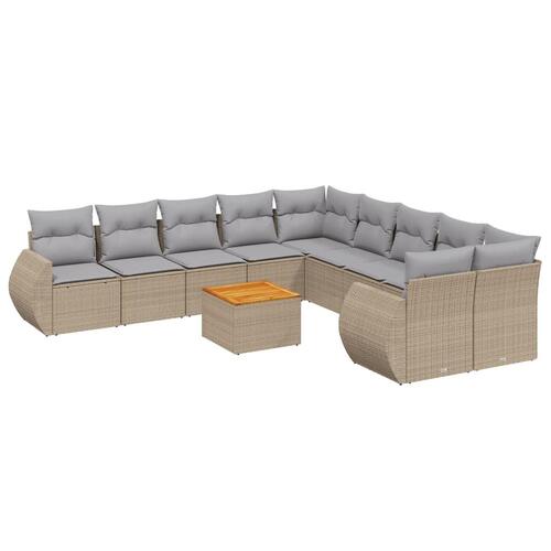 Sofasæt til haven 11 dele med hynder polyrattan beige