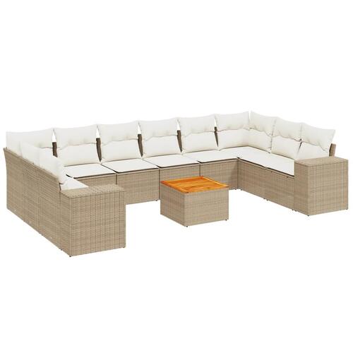 Sofasæt til haven 11 dele med hynder polyrattan beige