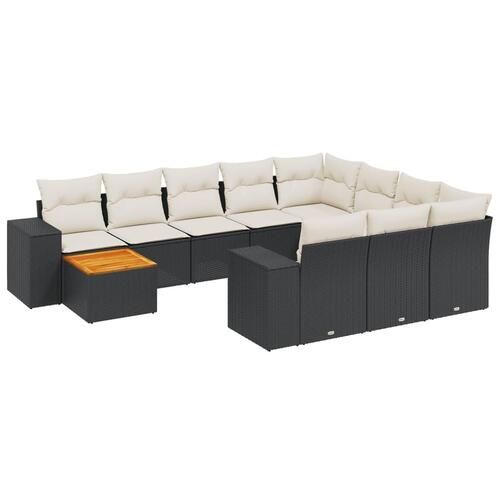 Sofasæt til haven 11 dele med hynder polyrattan sort