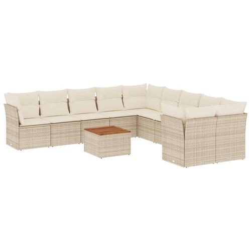 Sofasæt til haven 11 dele med hynder polyrattan beige