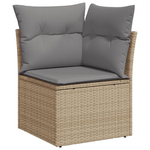 Havesofasæt 11 dele med hynder polyrattan beige