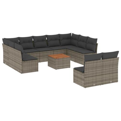 Sofasæt til haven 12 dele med hynder polyrattan grå