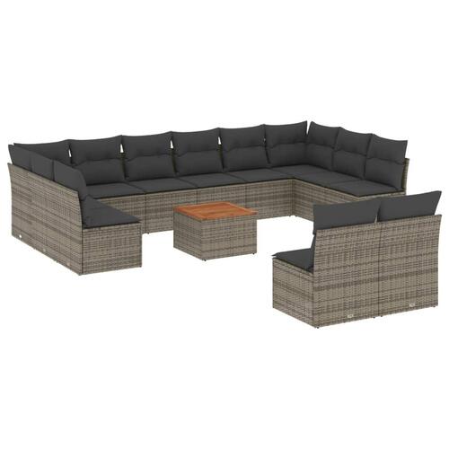 Sofasæt til haven 13 dele med hynder polyrattan grå