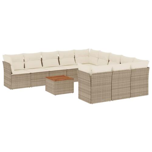 Sofasæt til haven 12 dele med hynder polyrattan beige