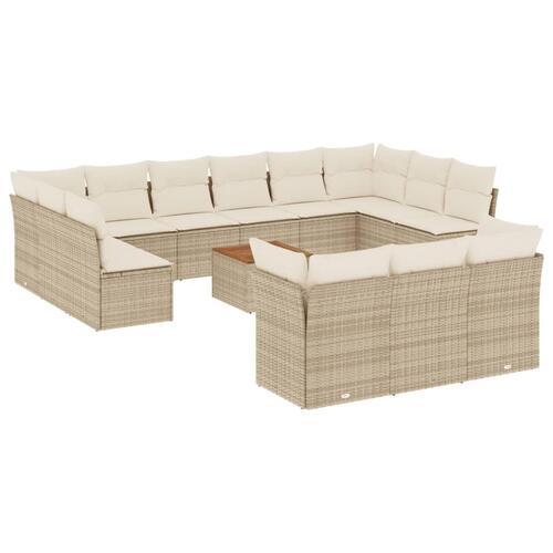 Sofasæt til haven 14 dele med hynder polyrattan beige