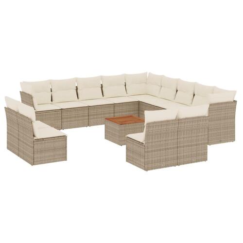 Sofasæt til haven 14 dele med hynder polyrattan beige